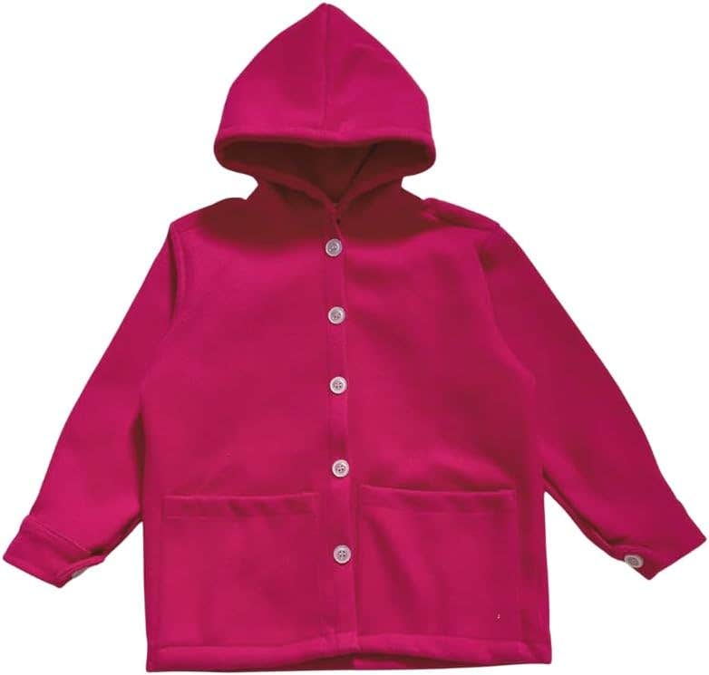 Girls Fuchsia Hooded Gogh Jacket with Front Buttons and Side Pockets