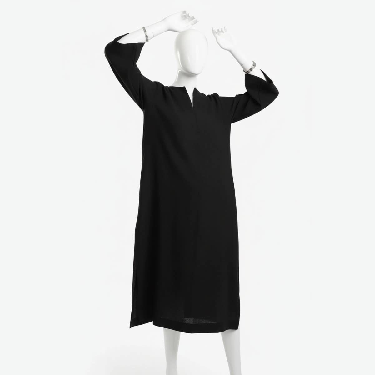 Carinawear Lounge Midi Dress in Cotton Blend Solid Pattern with Side Pockets