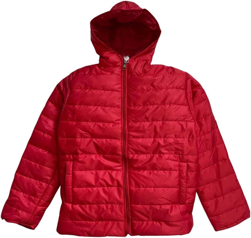 Unisex Winter Quilted Hooded Jacket - Red