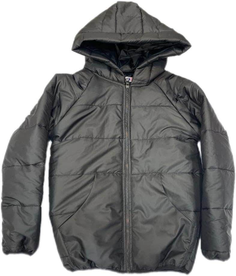 Kids Winter Padded Jacket, Waterproof Coat with Hood, Black