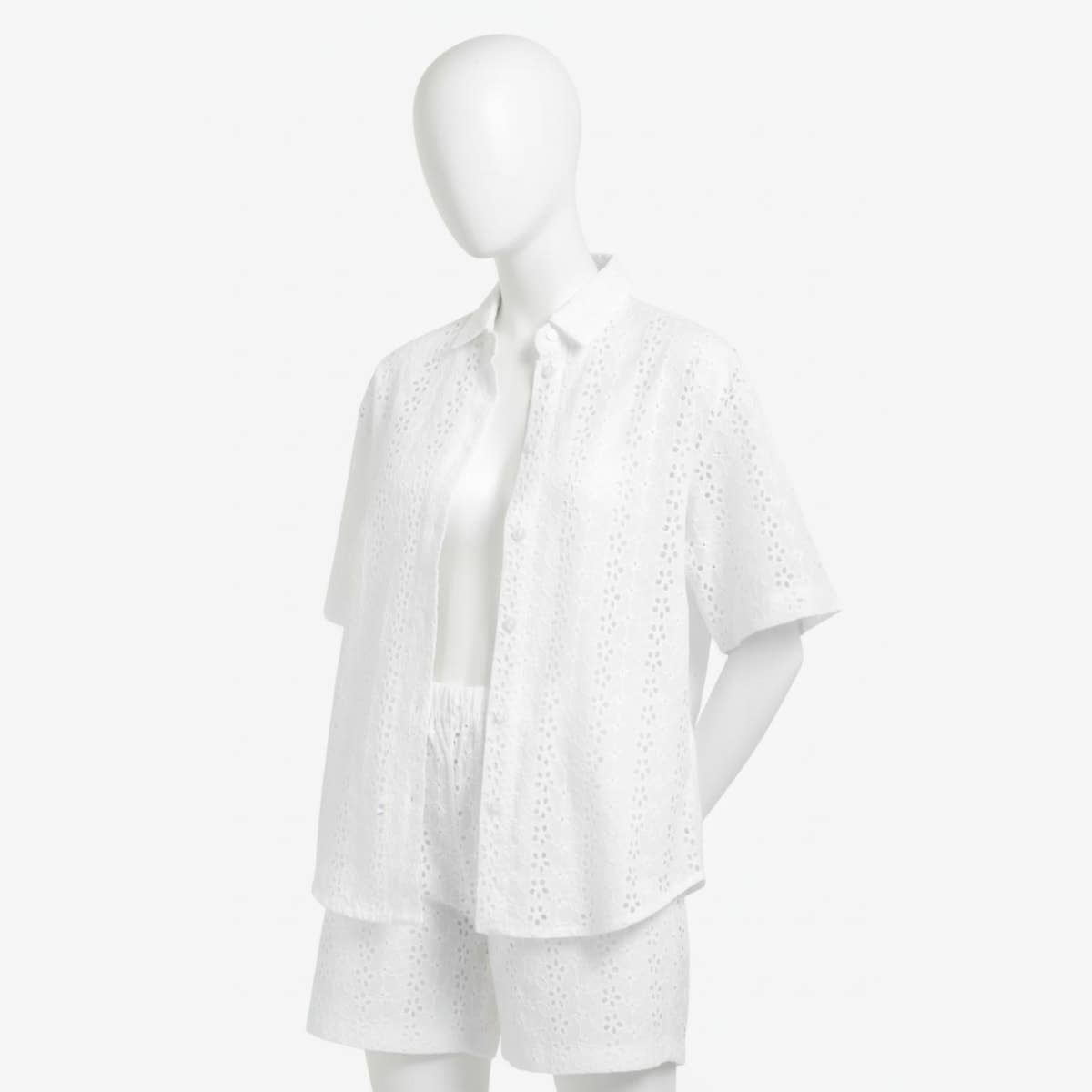 Carinawear Perforated Floral Cotton Beach Shirt - Relaxed Fit