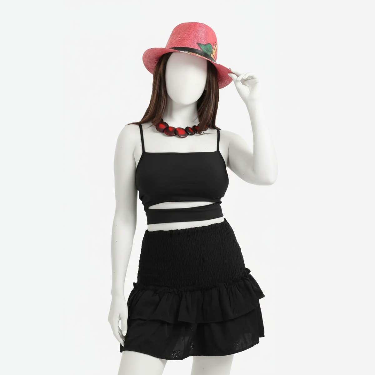 Carinawear Cut-Out Waist Top | Square Neck Crop Tee