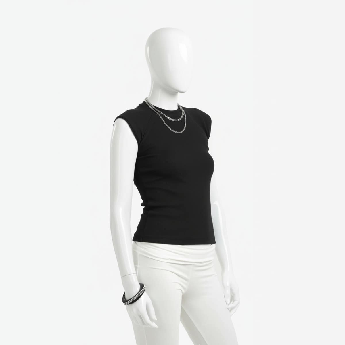 Carinawear Ribbed Cap Sleeves Slim Fit Top in Cotton Blend