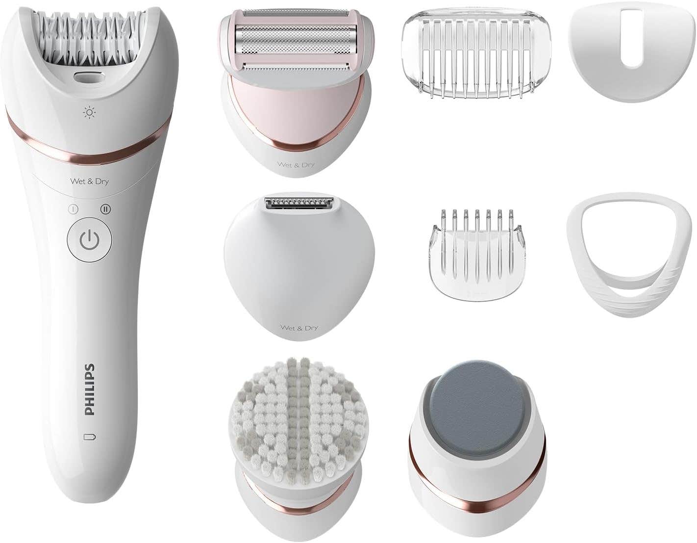 Philips 8000 Series Electric Epilator Kit - 9 Accessories, White