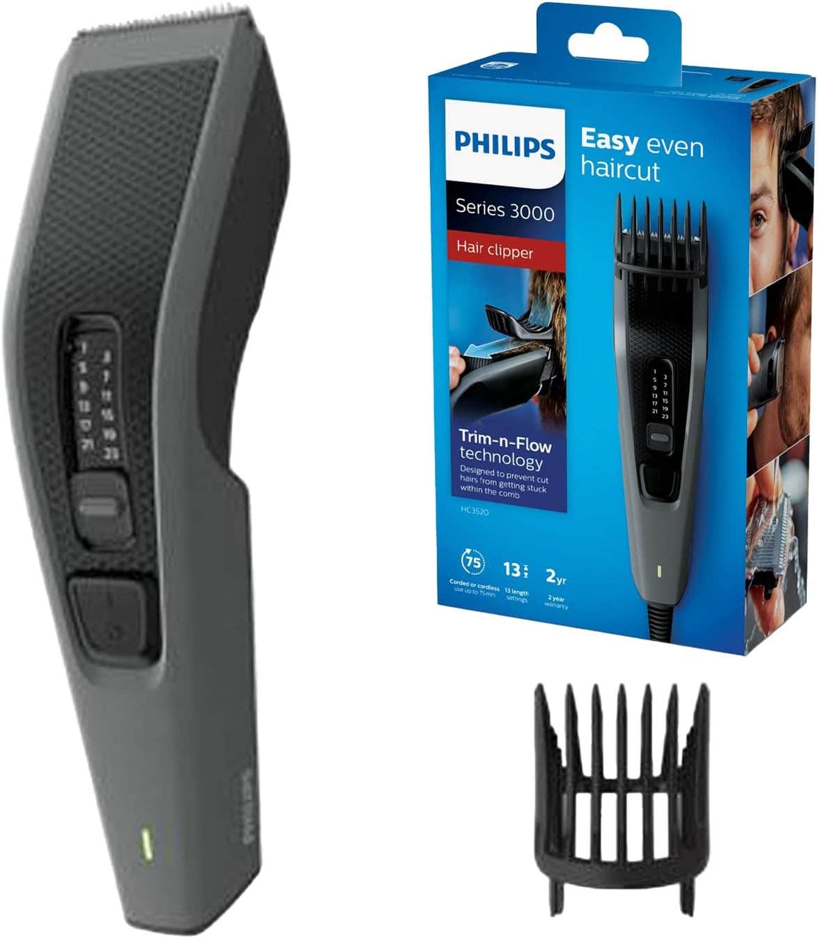 Philips Series 3000 Hair Clipper - Cordless, Stainless Steel Blades, 13 Length Settings