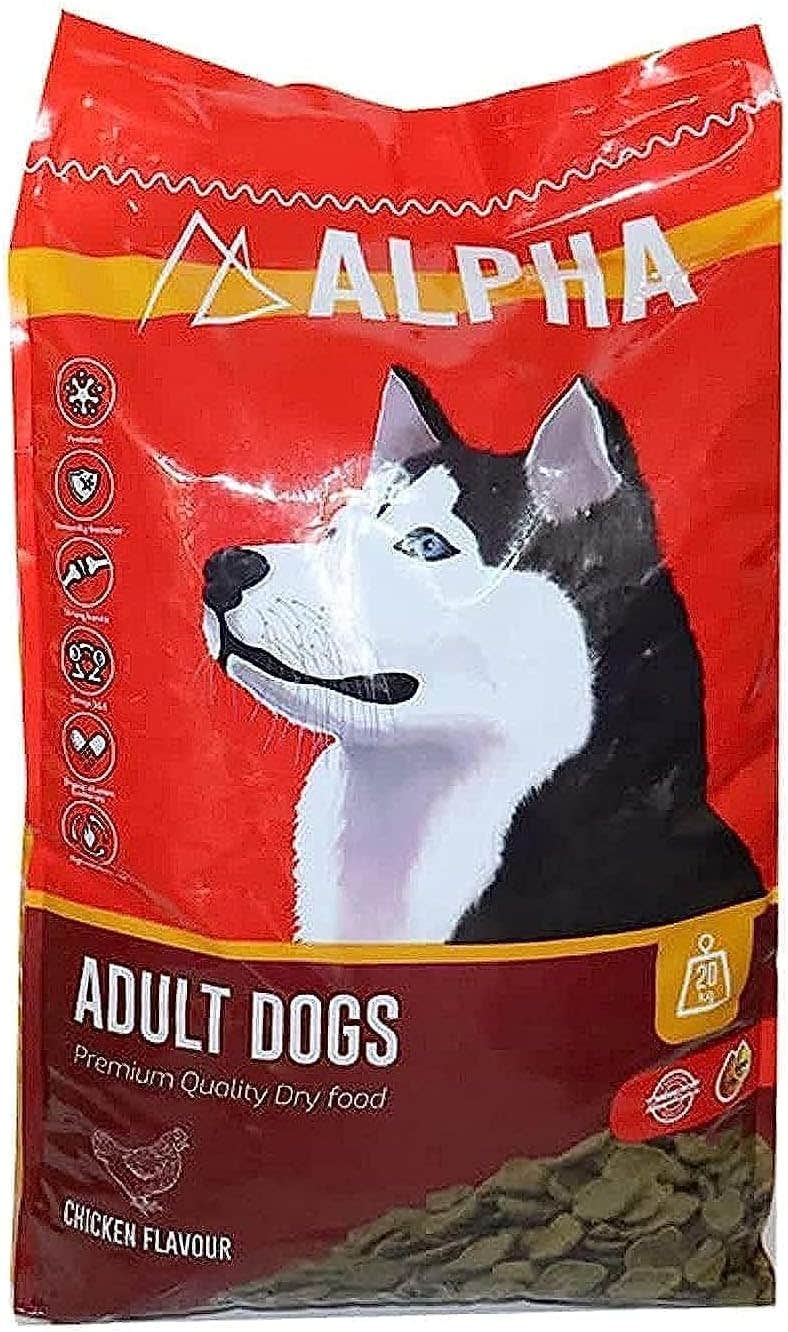 Alpha Adult Dog Dry Food - Chicken Flavor, Omega 3 & 6, 10 kg Bag