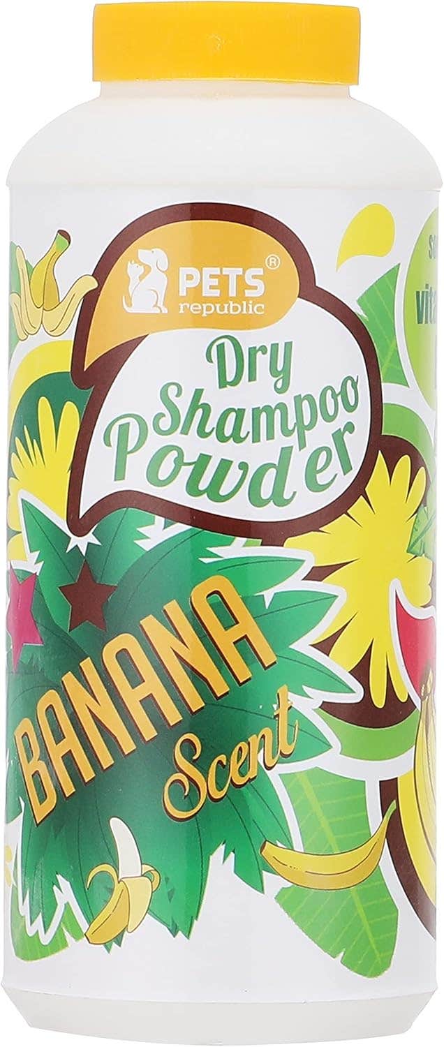 Pets Banana Powder Dry Shampoo 500g - Vitamin E, Pet Hair and Skin Cleanser