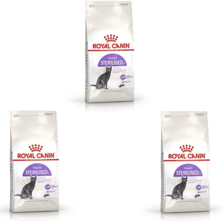 ROYAL CANIN Sterilised 37 | Pack of 3 | 3 x 400 g | Dry Food for Castrated Cats (1 to 7 Years) | To Maintain Ideal Body Weight | With High Protein Content