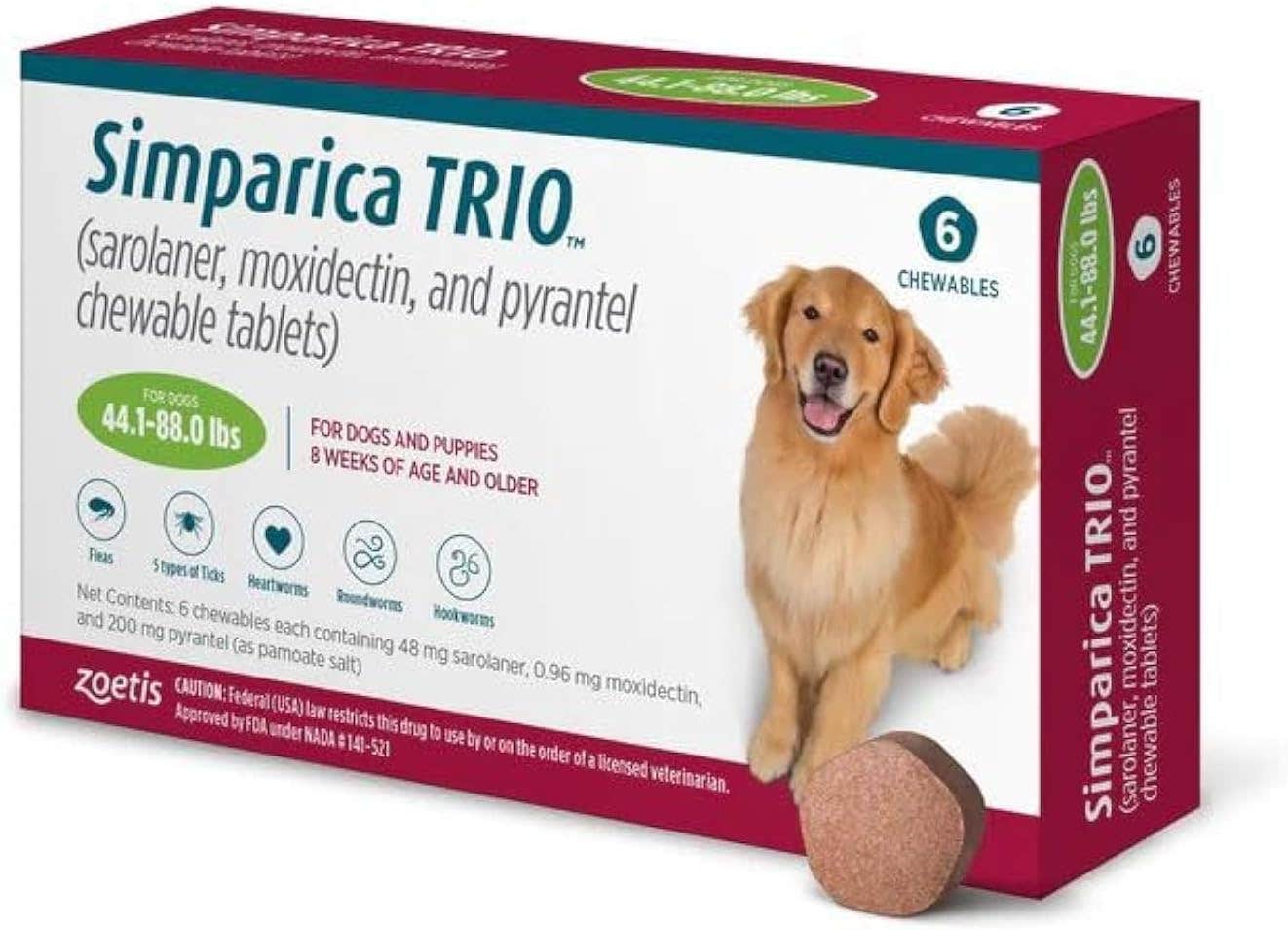 Zoetis Simparica Trio Chewable Tablet for Dogs 20-40kg