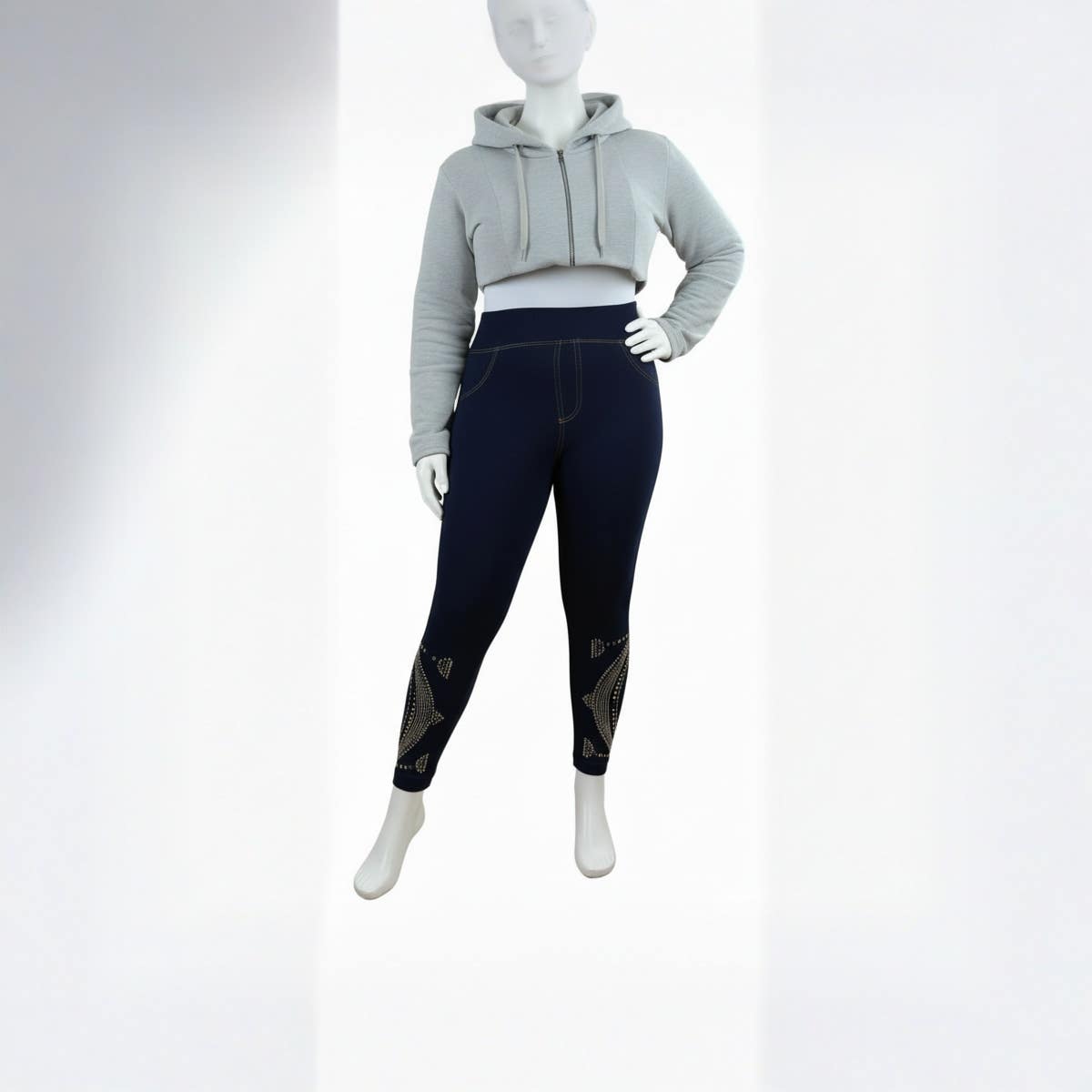 Legging Jeans Fur Lined Hand Made Embroidery - Elegance and Warmth in One Piece