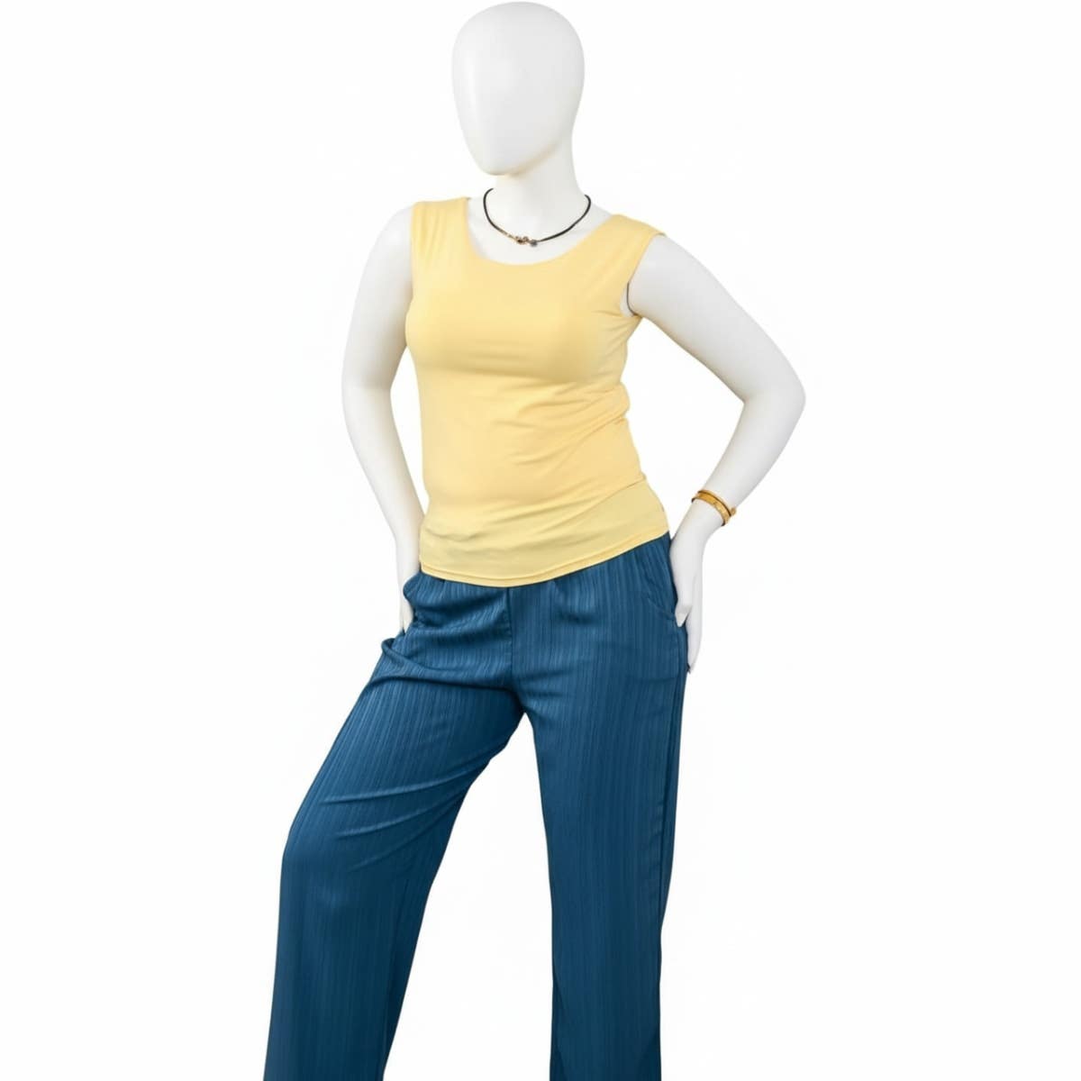 Pastel Yellow Double Layer Women's Sleeveless Tank Top - Casual Summer Style
