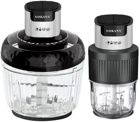 Sokany (SK-06008) Glass Chopper 800W 2 Jugs - Black