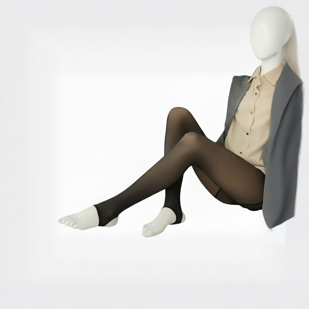 Stirrup Thermal Leggings, Open-Toe Design, Plush Lined, Black