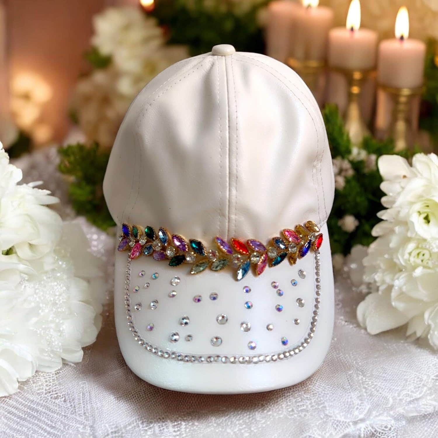 Handmade Aster-Studded Newsboy Cap for Women - Unique Style