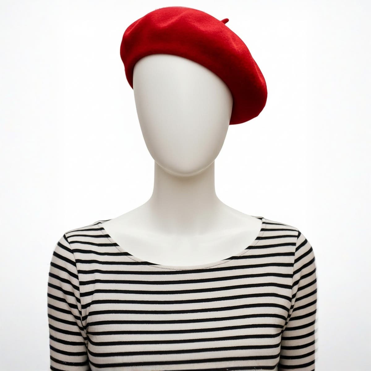 Classic French Wool Beret, Red, Vintage Style Winter Hat, Fashion Accessory for Women