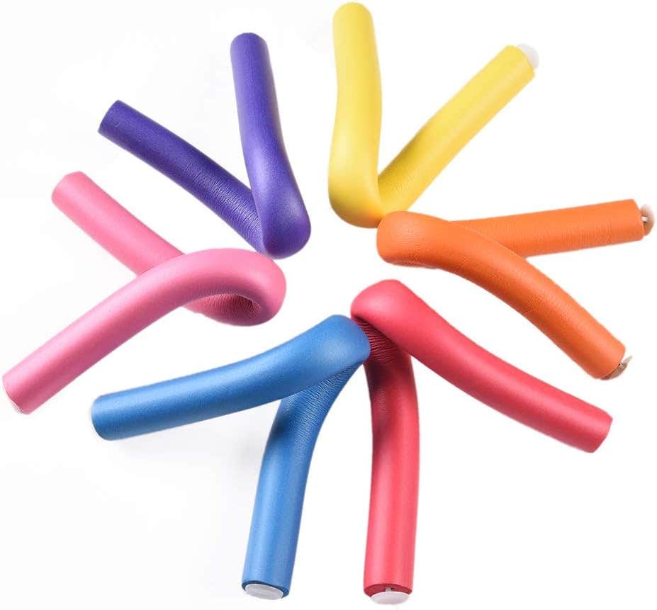 Flexible Curling Rods Hair Flexi Curling Rods Soft Flexible Rods Hair Diameter 1.8cm, Lenght 9.5".Flex Rods For Hair -Hair Curlers For Long,Medium and Short Hair (10 Rods)
