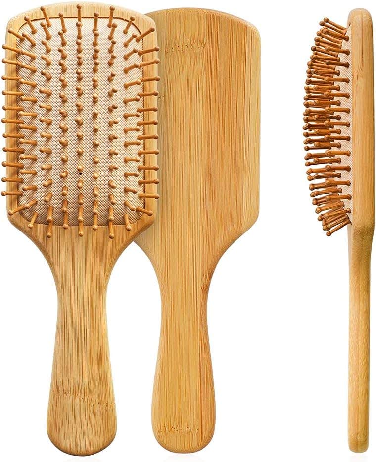 Maestro Craft Hair Brush Eco-Friendly Natural Wooden Bamboo Air Paddle Detangle Hairbrush Massage Scalp For Long Curly Short Thick Thin Hair For Women Kids Men
