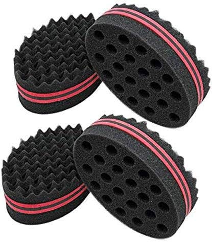 Big Holes Barber Hair Brush Sponge Dreads Locking Twist Afro Curl Coil Wave Hair Care Tool (4 Pcs)