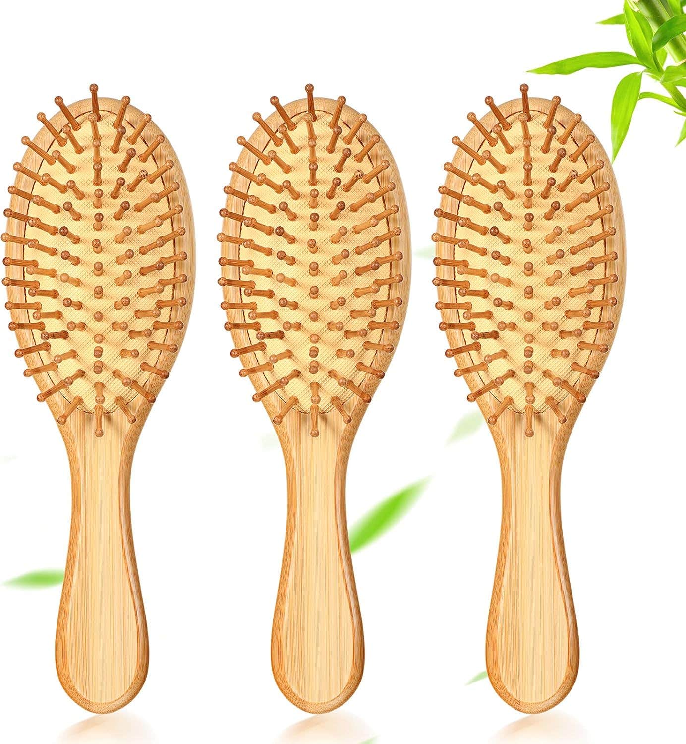 Patelai Bamboo Hair Brush Set - Detangling Brushes for Scalp Massage