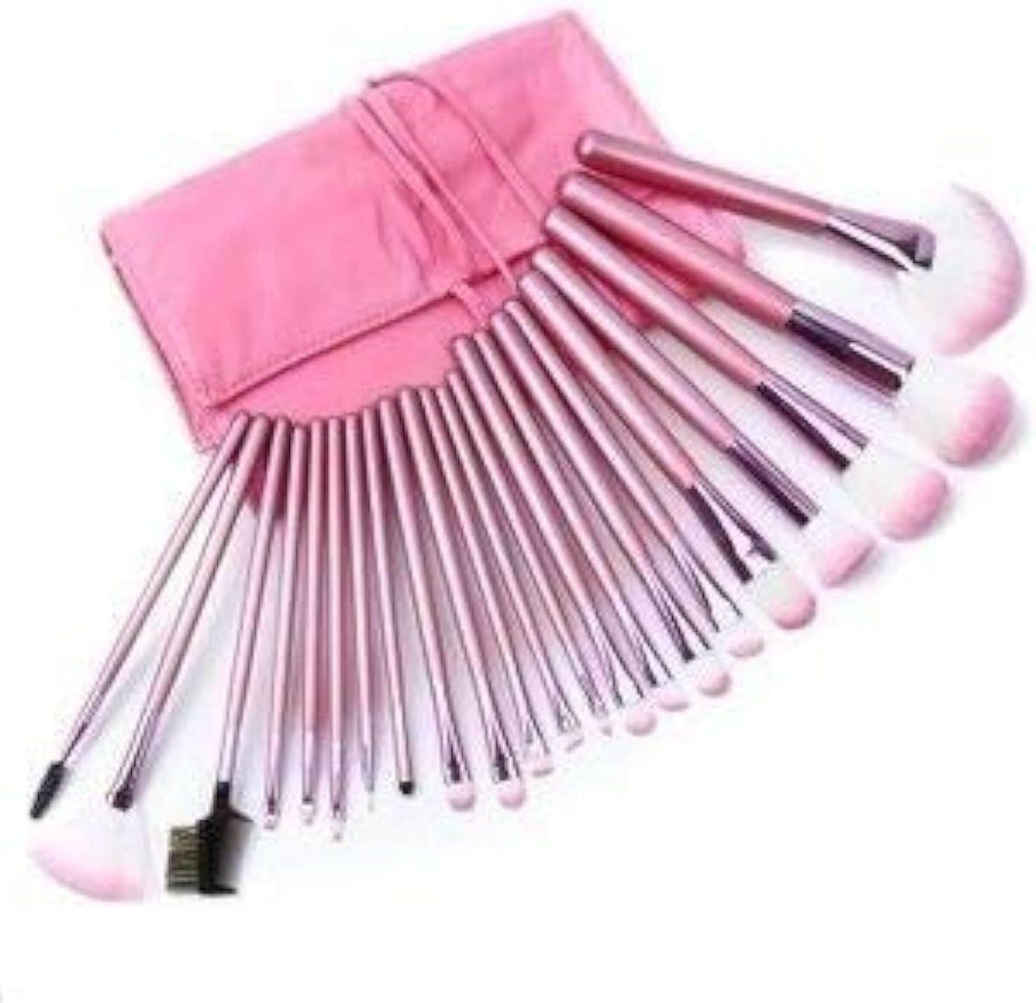 Professional Makeup Brush Set with Leather PU Bag (22 Pieces, Pink)