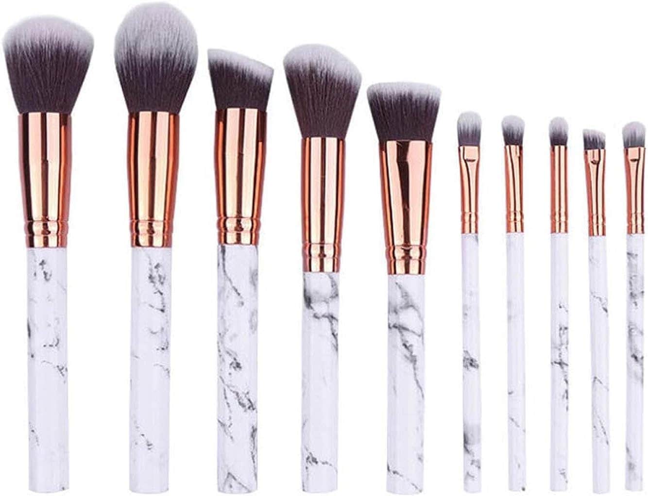 Makeup Brushes 10PCs Makeup Brush Set Premium Synthetic Foundation Brush Blending Face Powder Blush Concealers Eye Shadows Make Up Brushes Kit (White marble pattern)