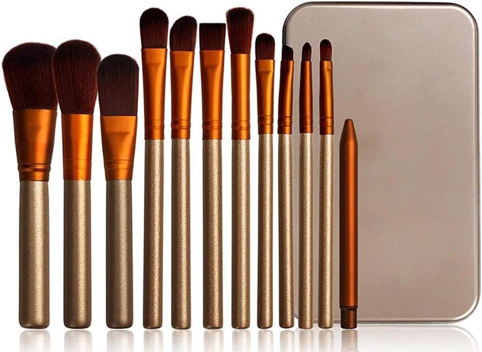 12 Piece Makeup Brush Set in Metal Case