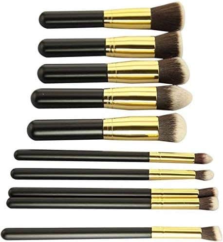 Makeup Brushes Set for Face and Eye 10 Pieces, Golden Color
