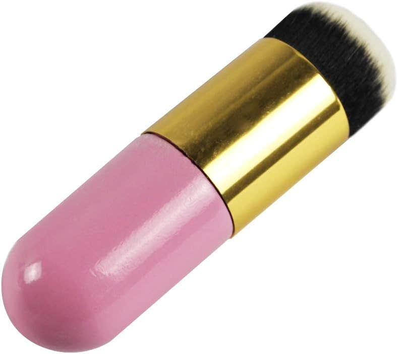 Foundation Makeup Brush with Premium Quality Synthetic Dense Bristles For Blending Liquid Cream or Flawless Powder Cosmetics (Pink)