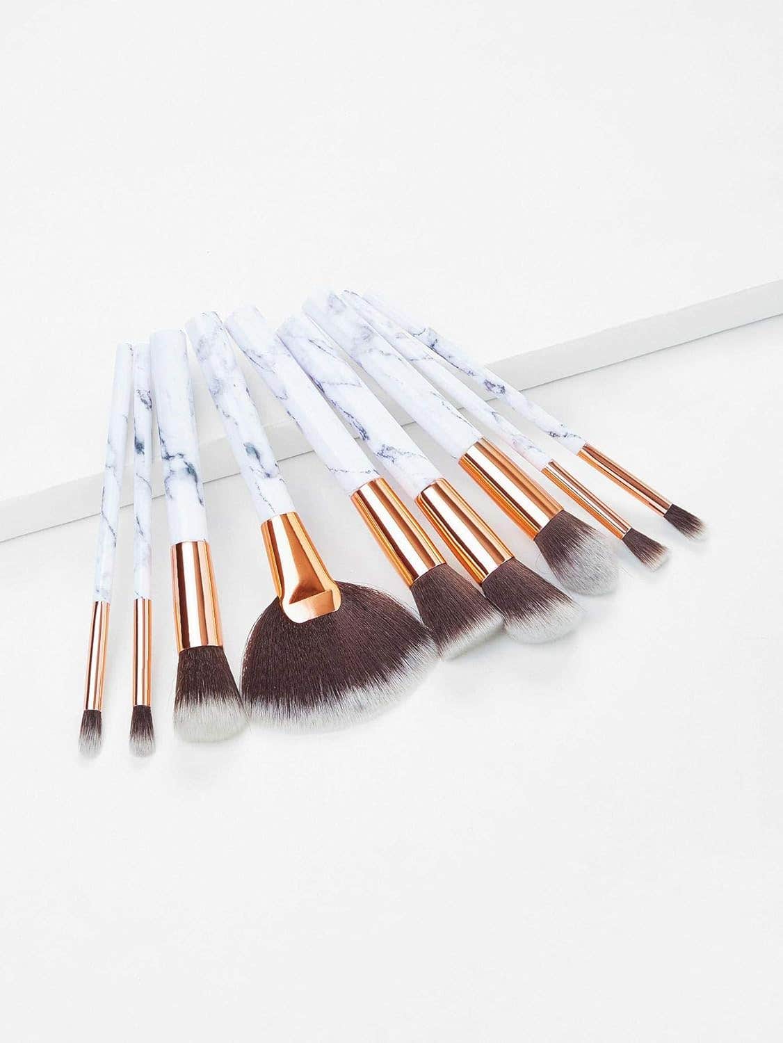 9pcs Marble Pattern Handle Makeup Brush Set Face Eye Shadow Eyeliner Foundation Blush Lip Makeup Brushes Powder Liquid Cream Cosmetics Blending Brush Tool