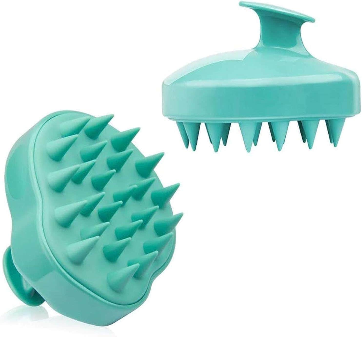 Soft Silicone Wet Dry Hair Shampoo Scalp Brush Massager Comb for Men, Women, Kids and Pets (Green)