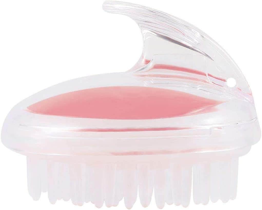 Men's, Women's Soft Silicone Bristles Lather Wash Exfoliate Dandruff Scalp Massage Brush (Pink)