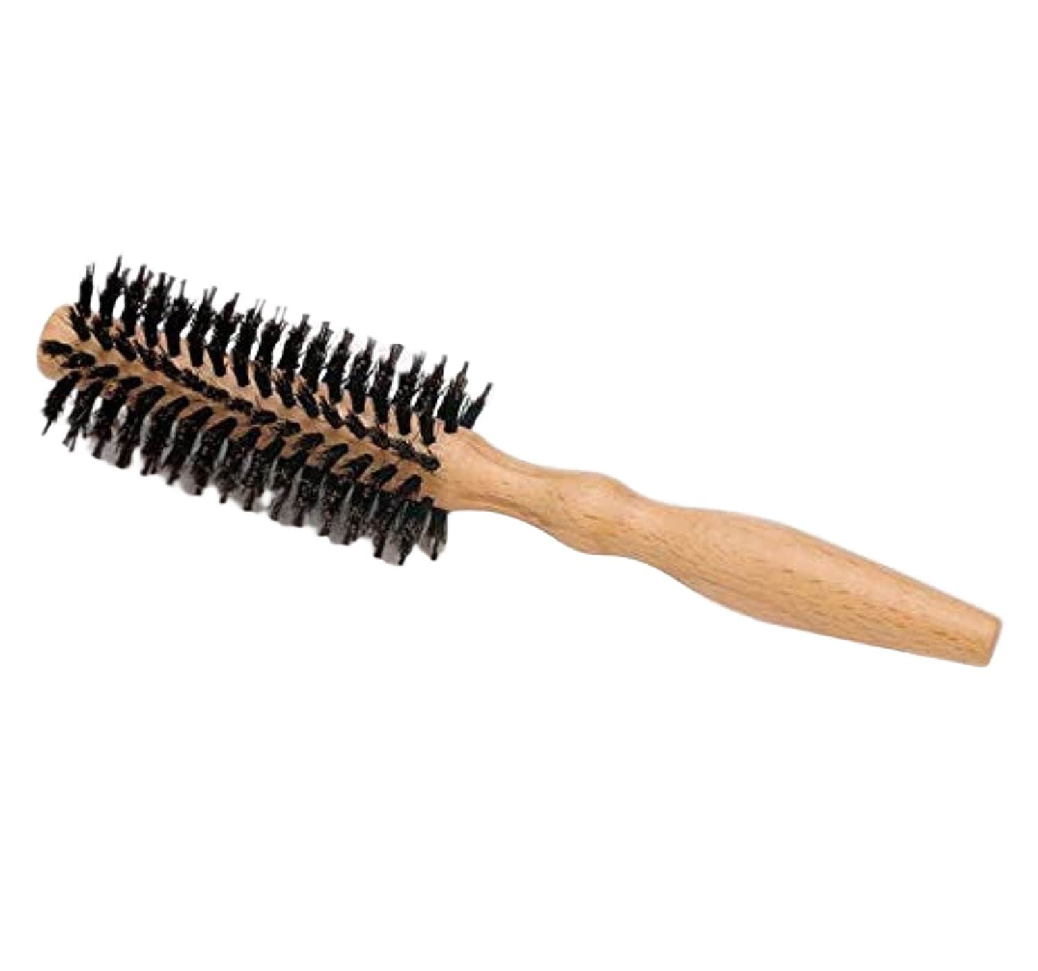 Bristle Round Styling Brush with Natural Wooden Handle (Twill)