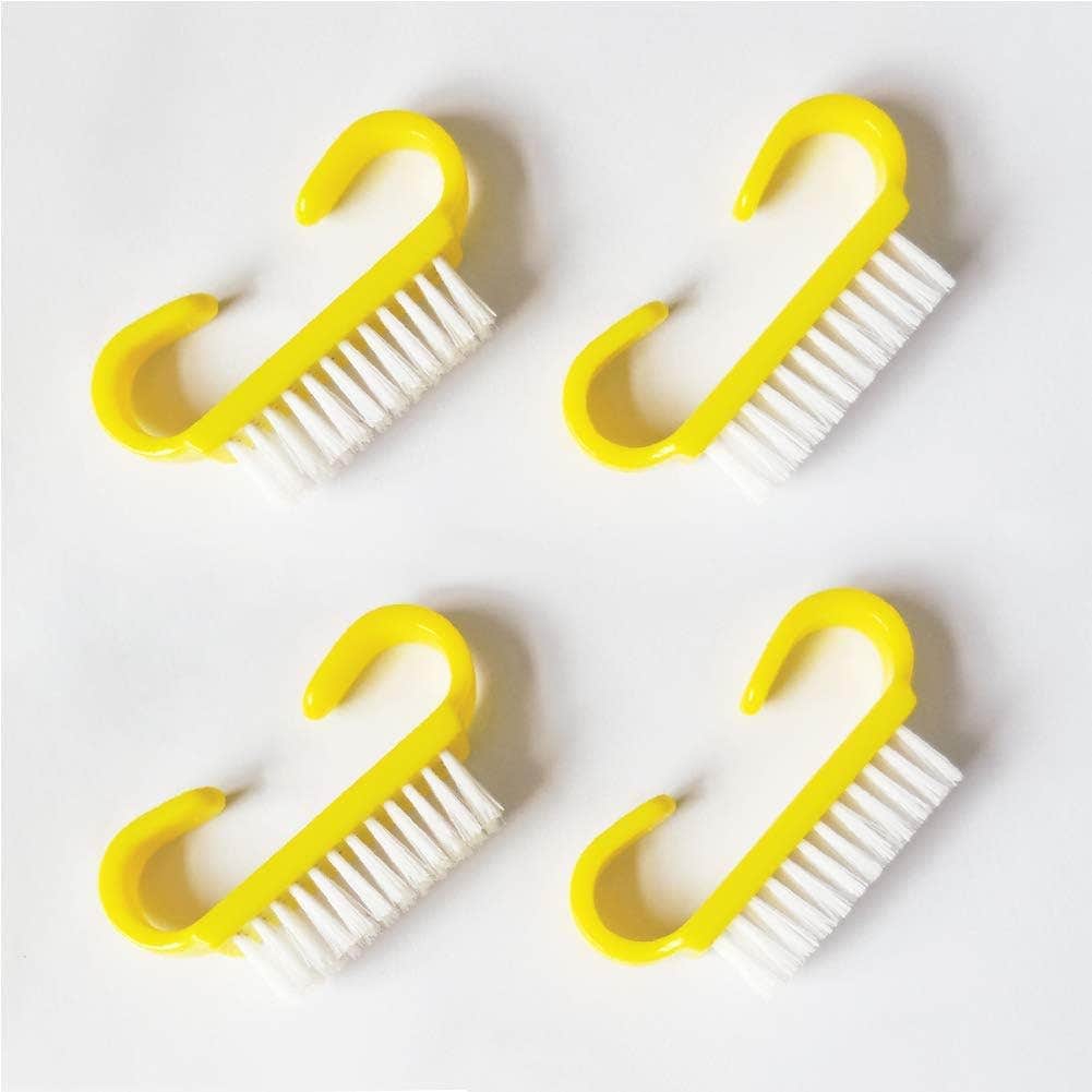 Artist Unknown Nail Brushes Set, Pack of 4, Scrubbing Cleaning Brush, Pedicure Brushes, Premium Quality and High Performance, Plastic Handle, Ergonomic Design, Smooth Texture. (Yellow)