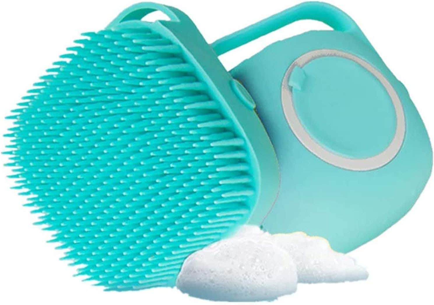 DELFINO Pet Brush Dog Bath Brush, Pet Massage Brush Shampoo Dispenser, Soft Silicone Brush Rubber Bristle for Dogs and Cats Shower Grooming, for Long Short Haired Dogs and Cats Pet Bath Brush