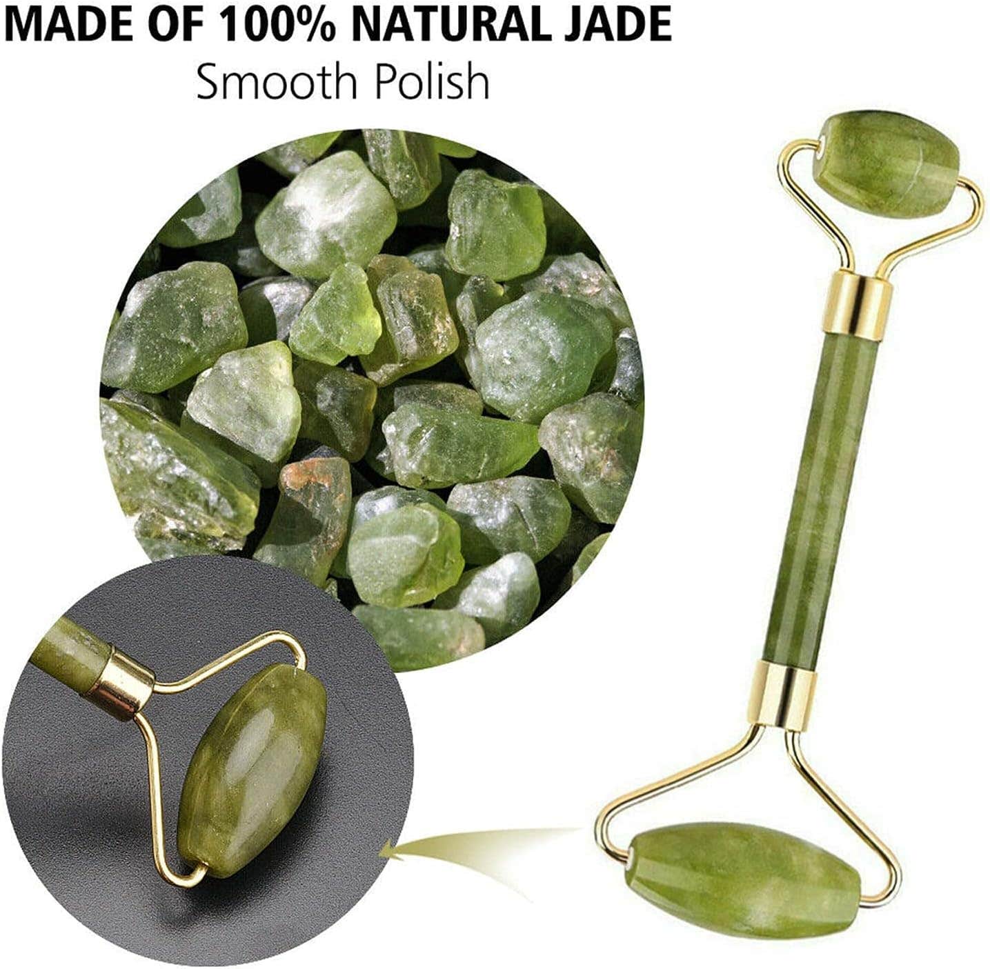 Jade Roller & Gua Sha Massage Set, Anti-Aging Natural Jade Face Roller Set - Face Eye Neck Beauty Roller for Slimming & Firming - Rejuvenate Skin & Remove Wrinkles