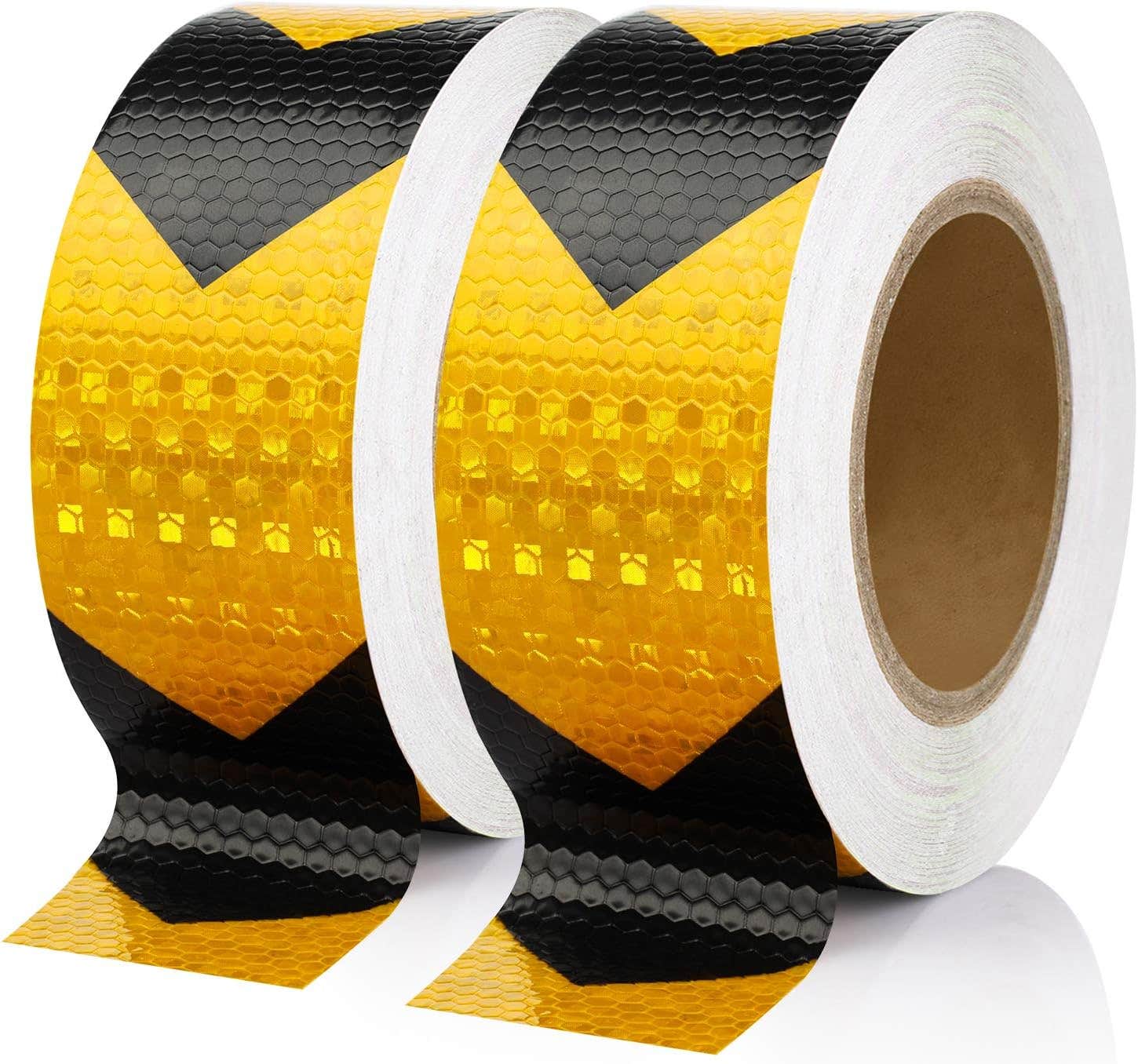 Seven Sparta 2 Inch x 100 Feet Reflective Safety Tape Black & Yellow Arrow Caution Reflector Outdoor Conspicuity Tape for Vehicles, Trailers, Boats, Signs