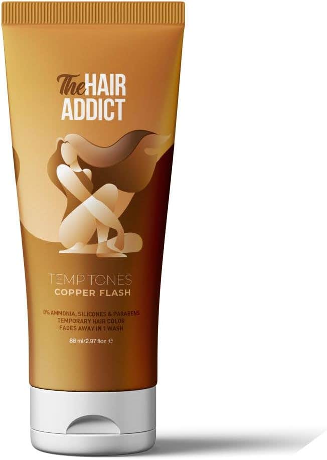 The Hair Addict Temp Tones Copper Flash Temporary Hair Colorant, Ammonia-Free Formula