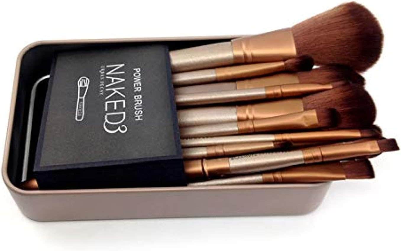 12 pcs NAKED 3 Makeup Goat Hair Brushes Set Kit