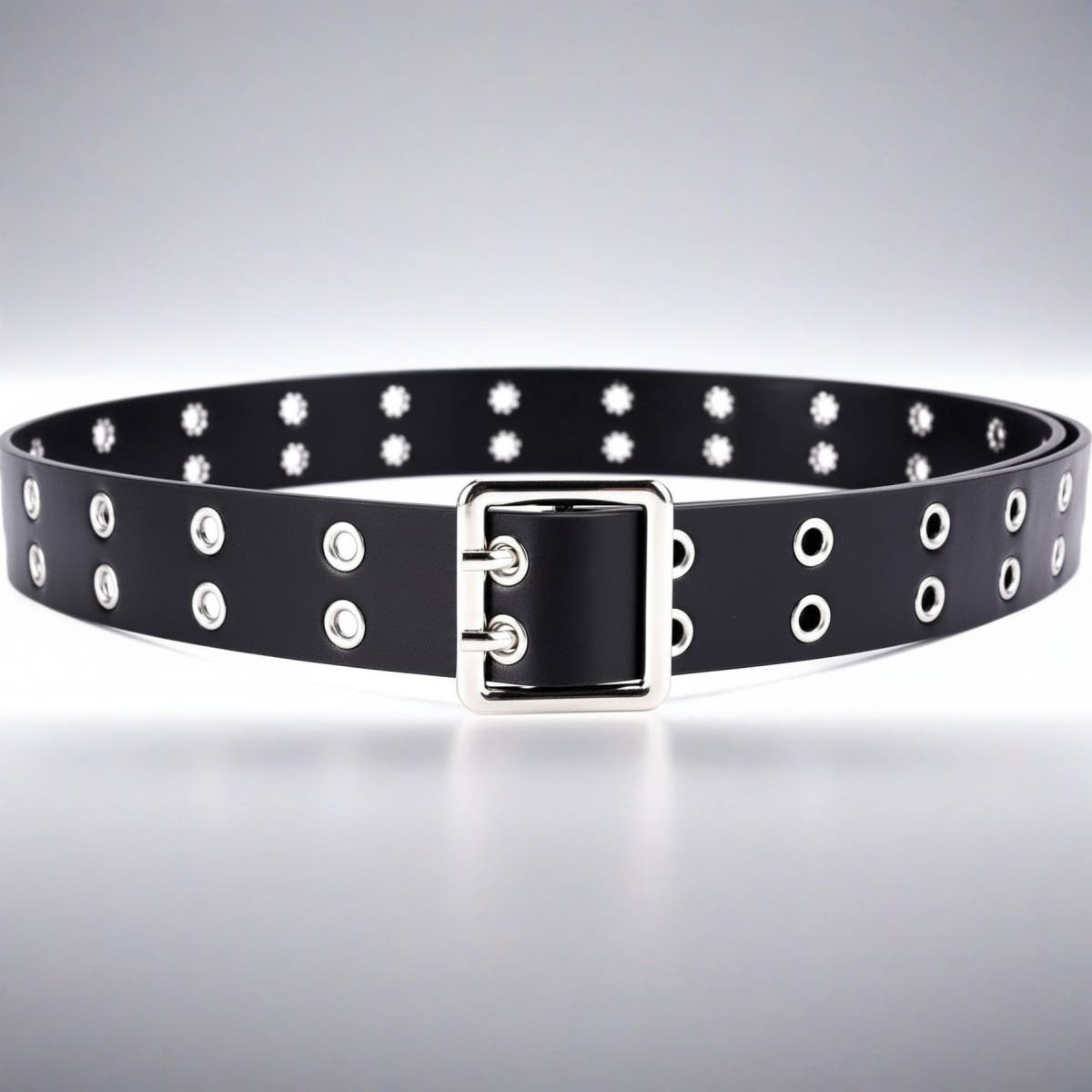 Women's Perforated Metal Clip Belt - Genuine Leather - Black - New Arrival - MarMar Boutique - Only 5 Left