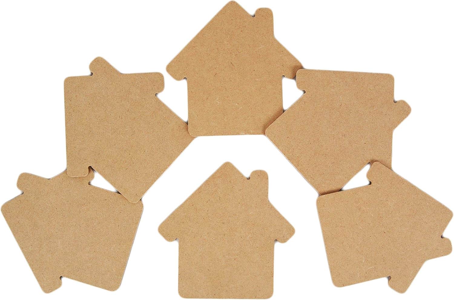 Flat House Wooden Craft Blank, Light Brown