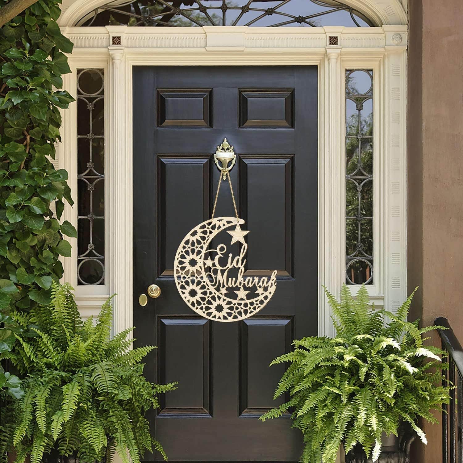 Haoser Ramadan Wreath Eid Mubarak Sign 12 inch Ramadan Decor,Eid Mubarak Door Sign Ramadan Decorations for Home 2025- Ramadan Decor - Ramadan Gifts -Ramadan Decorations for Home- eid Decor Item
