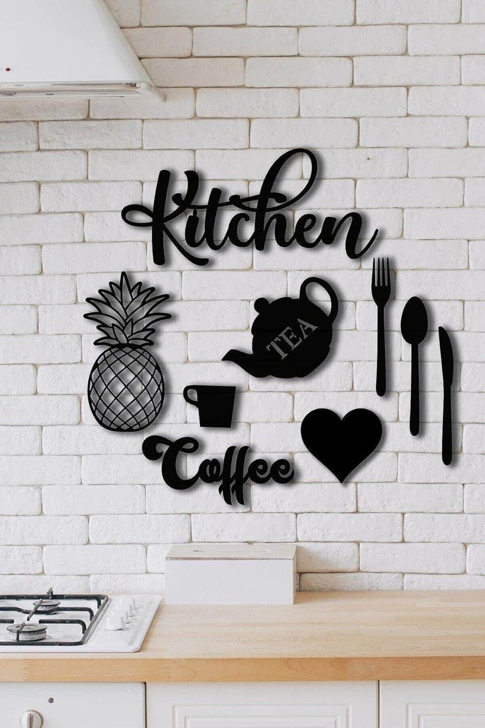 Kitchen 9 Piece Kitchen Laser Cut Wood Wall Decoration