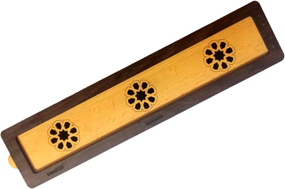 Rectangular wood Censer incense burner with an openable lid - 30 cm long