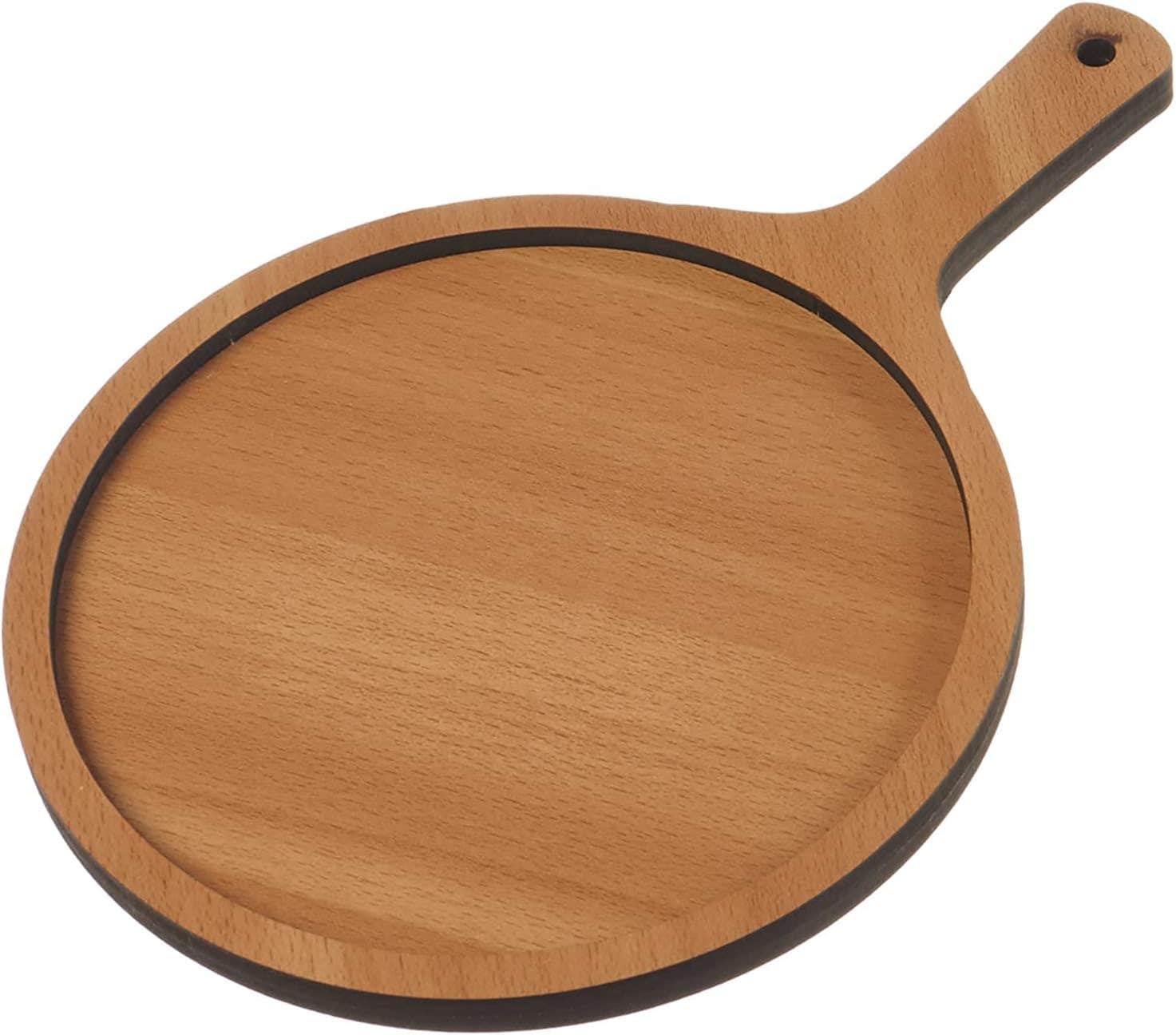 Wooden Snack Plate with Handle - Brown, 2725603245501