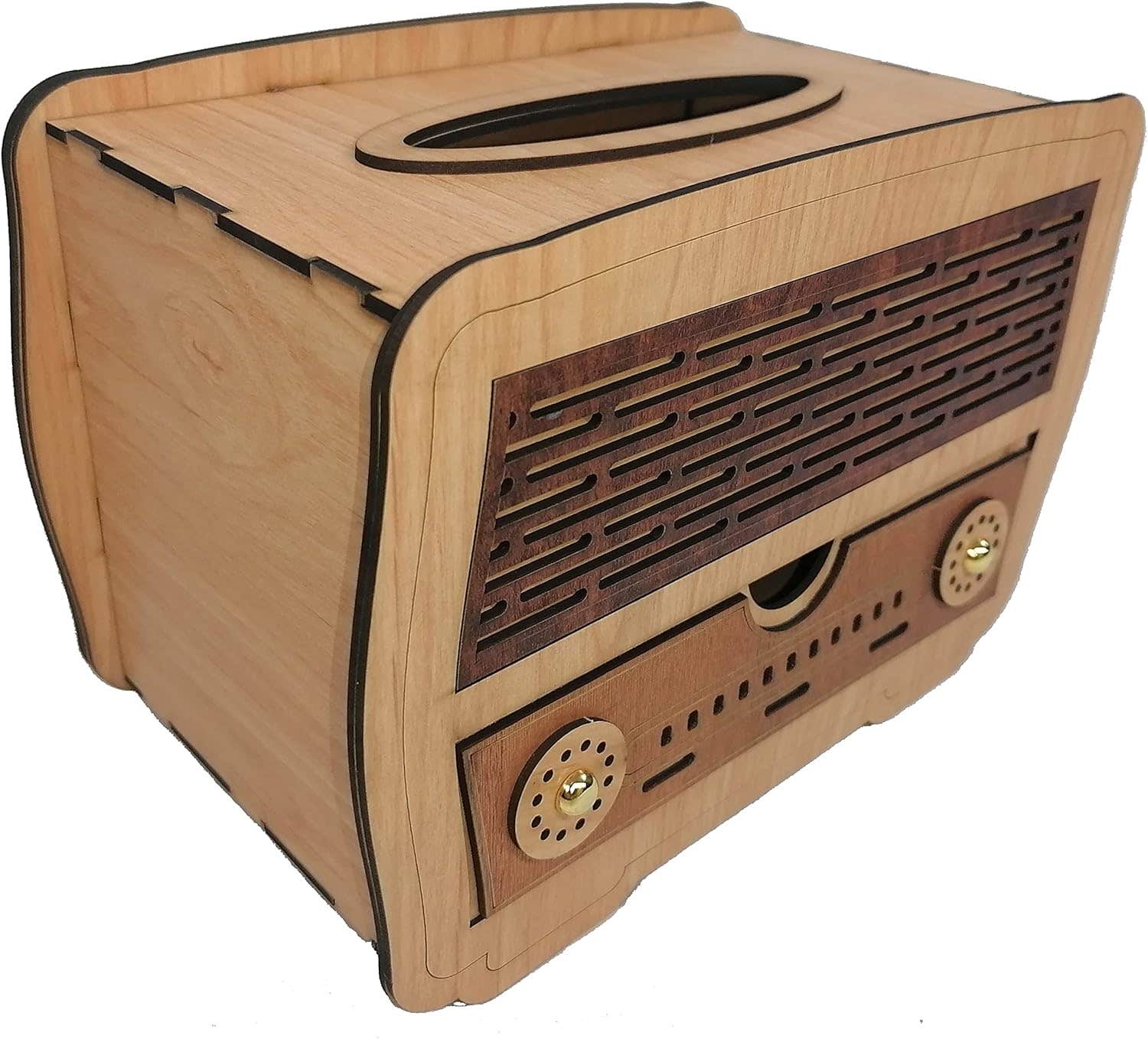 Radio Wooden Tissue Box