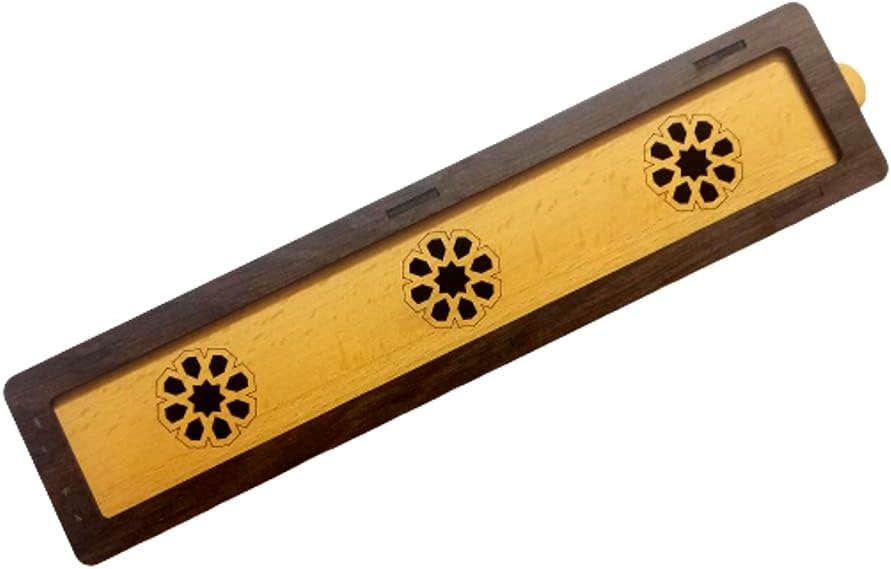Rectangular wood Censer incense burner with an openable lid - 30 cm long
