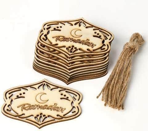 Ramadan Ornament with Linen Rope (5m) - 10 Pieces