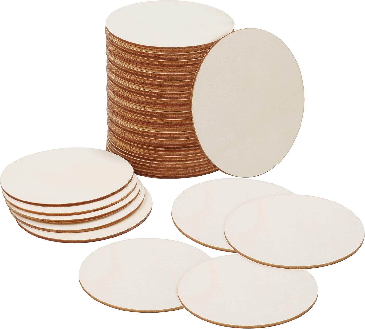 Belle Vous Pack of 50 Raw Wood Discs â€“ 10 cm Wood Slices with 2 mm Thickness â€“ Natural Wood Log for Your Decorations, Hobbies, Labels, Coasters, Ornaments, DIY