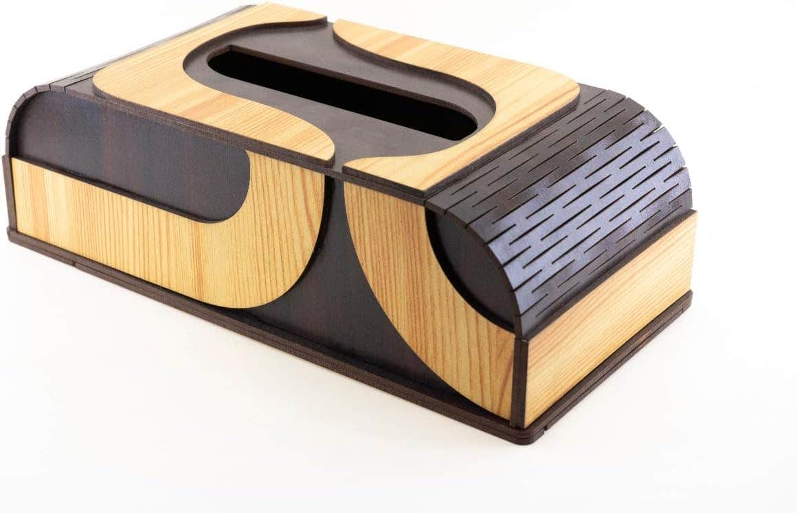 Wooden Tissue Box New and Modern Shape (Beige)
