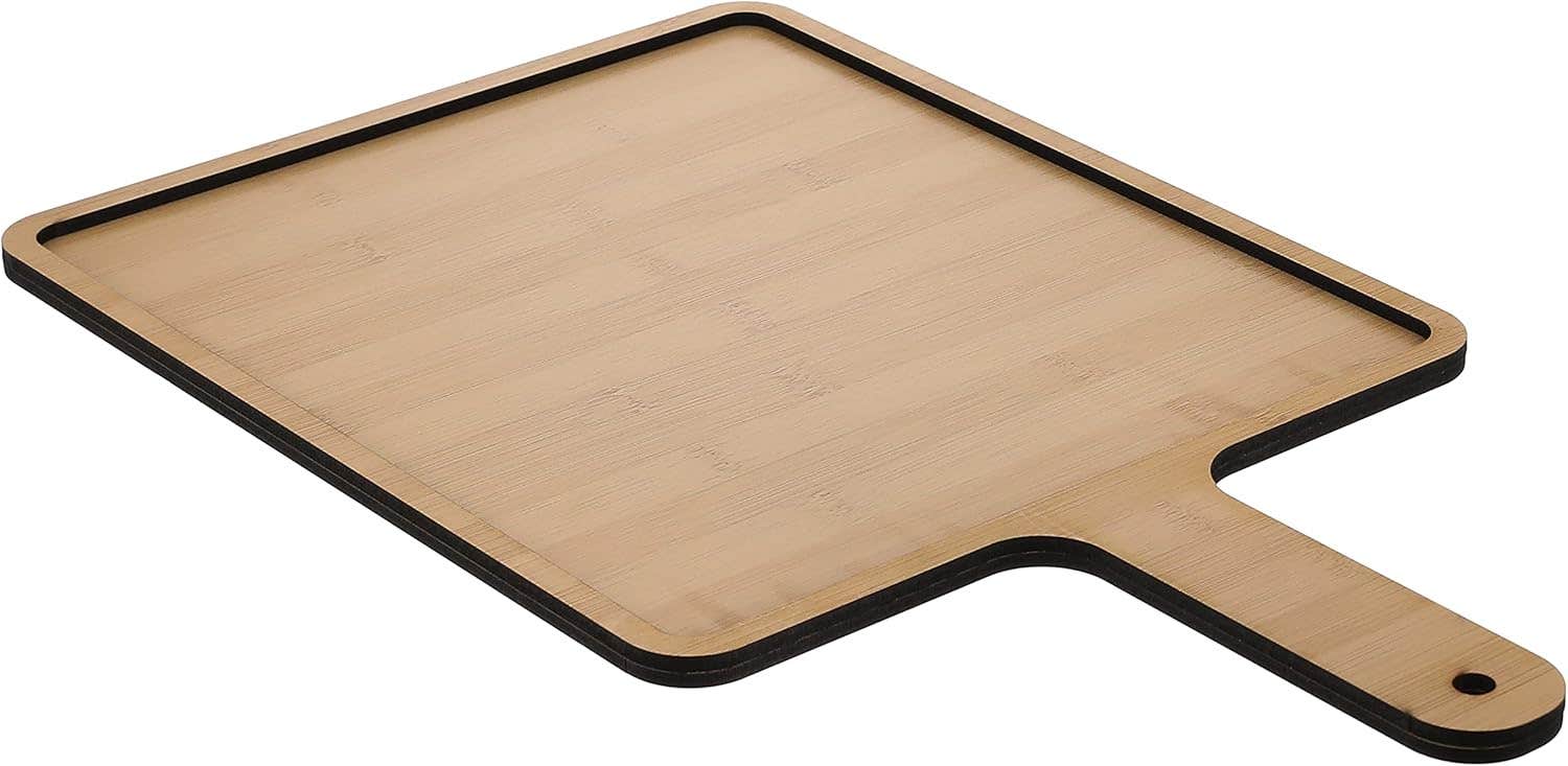 Generic Wooden snack plate with handle - brown